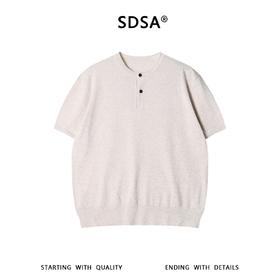 SDSA男装2026新款轻奢基础款老钱风针织半纽扣圆领短袖T恤百搭