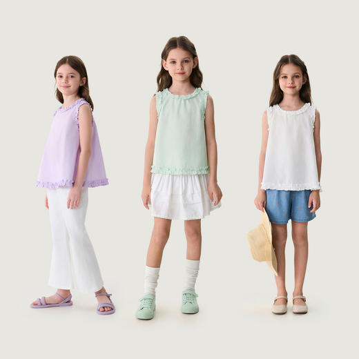 马克珍妮花边物语女童A版纯棉小衫2026年夏装新款560829 商品图3