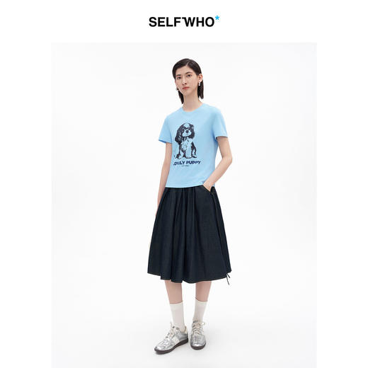 [宣璐同款]SELFWHO白色史宾格小狗短袖T恤女2026夏季新款修身上衣 商品图4