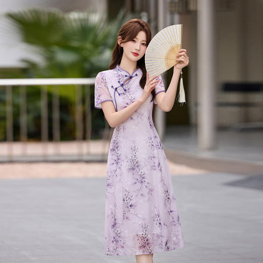 「自」全新升级【铂金会员247/天猫329/差价82】(01926)洛诗琳新中式旗袍连衣裙女2026新款显瘦气质中长款碎花裙 商品图2