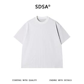 SDSA男装2026新款高贵轻奢百搭款拼接小众设计圆领短袖T恤宽松潮