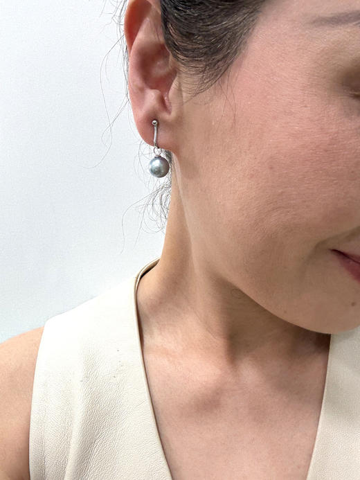 【日本溯源之旅】classic耳扣款-18k金大溪地天空蓝珍珠耳夹10-11mm（展会产品拍下后不支持7天无理由退换货） 商品图1