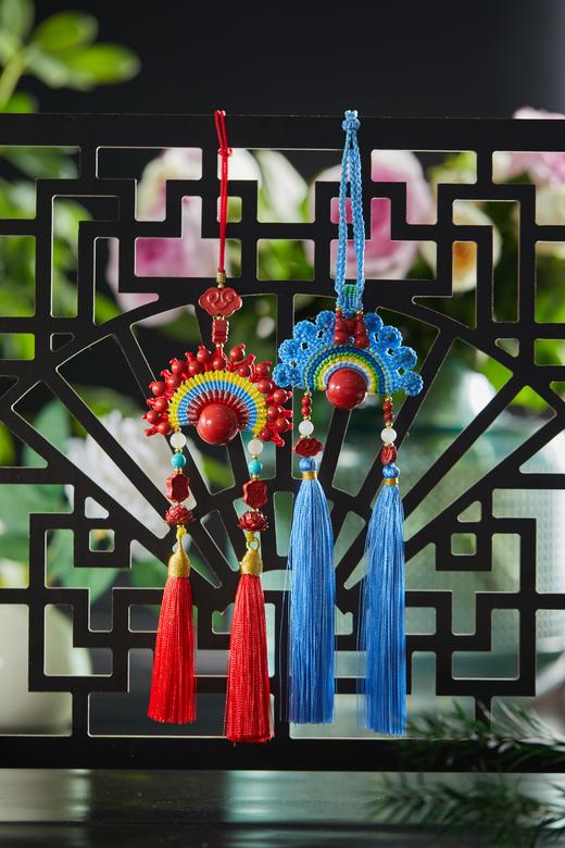 一周发货「朱砂刀马旦」车挂 | 英武+华贵+忠义+统帅之气 | 蓝如点翠，红如凤冠 | 英武忠义，一路护行 商品图0