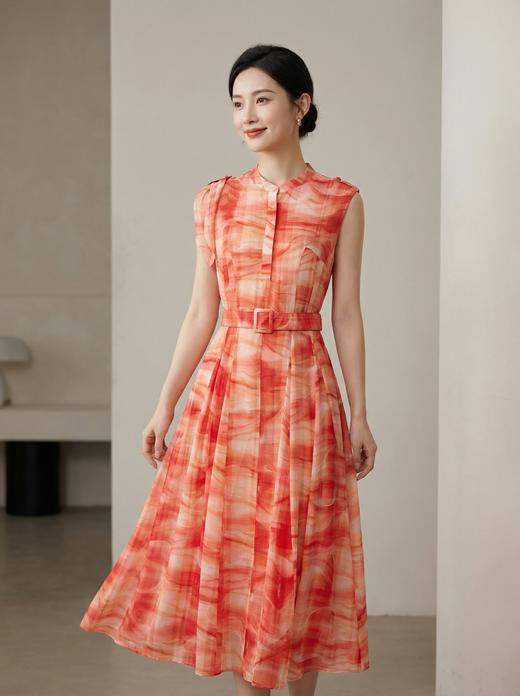 SC2S66_盈盈色_连衣裙_春夏_立领无袖腰带收腰A字大摆中长款_高级女装_BERNIEELEN 伯妮斯茵 商品图0