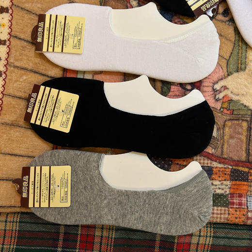 特！1包10双！去日本的订单，mu鸡* 纯元，男女同款，脚跟带防滑薄款透气隐形船袜～ 商品图1