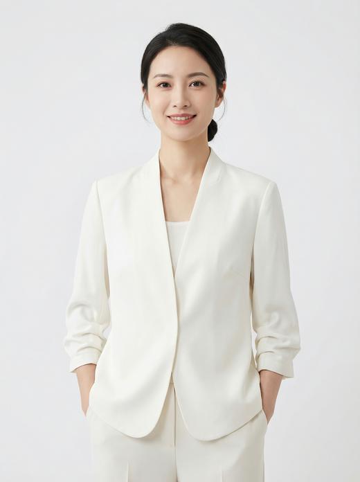 SC2A51_凝脂色/漆黑色_上衣外套_春夏_V领无领七分袖收腰修身垂感小西装_高级女装_BERNIEELEN 伯妮斯茵 商品图2