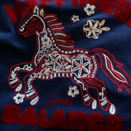 直发 柜价800+唐嫣同款EP 植绒字母刺绣小马短袖T恤 商品图4