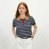 L@uren拉夫家/小马刺绣标女款翻领条纹针织polo衫 商品缩略图0