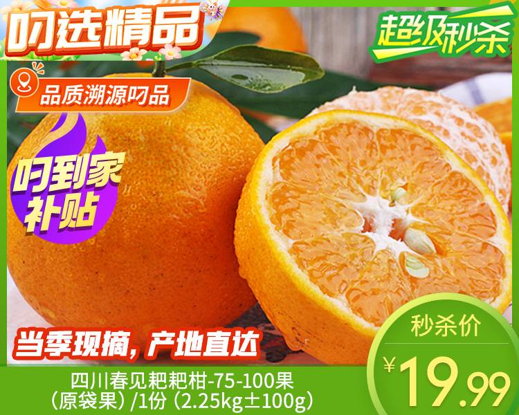 四川春见耙耙柑-75-100果（原袋果）/1份（2.25kg±100g）