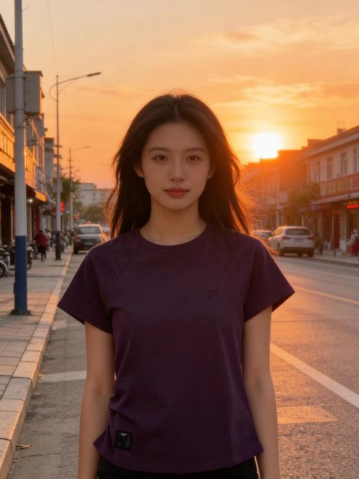 F041060春季休闲日常百搭透气圆领T恤女子针织短袖衫 商品图7