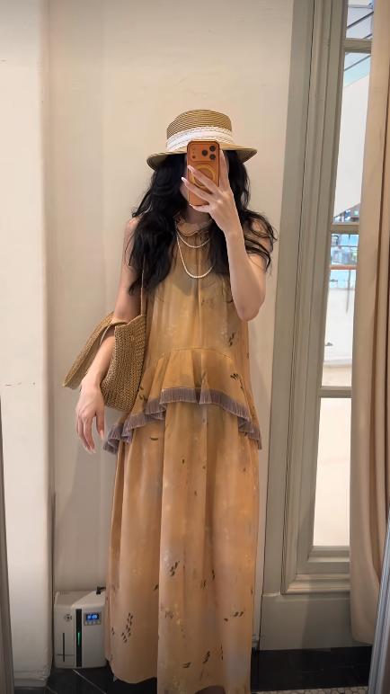 【门店同款】ENJOY夏季烟杏鎏叶流苏长裙 171147568 商品图0