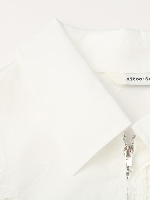 松弛感拉满！白色镂空刺绣翻领拉链衬衫 夏季宽松显瘦中袖棉麻开衫 商品图2