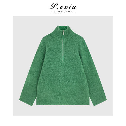 04-4潘依绣丁丁宠粉100%羊毛慵懒风肌理感半拉链立领长袖卫衣Q84951 商品图0