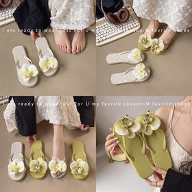 【防滑耐磨！材质轻盈】沙滩鞋韩风时尚人字拖外穿女饰品人字夹脚海边拖鞋森系兰花人字拖。xb