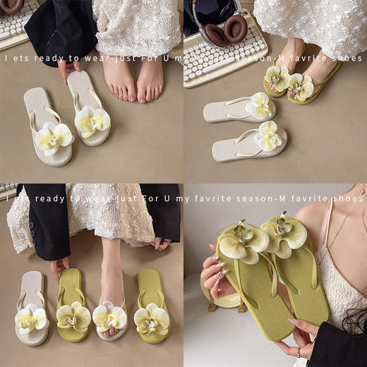 【防滑耐磨！材质轻盈】沙滩鞋韩风时尚人字拖外穿女饰品人字夹脚海边拖鞋森系兰花人字拖。xb 商品图0