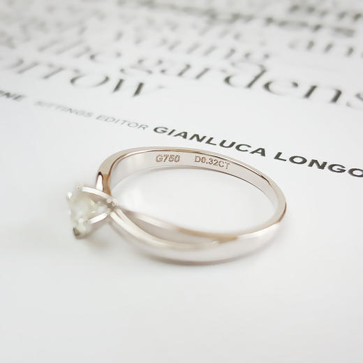 ENZO周大福 AU750白金时尚简约四爪款0.32克拉钻石戒指 14号（戒圈可改）180326TJ02 商品图5