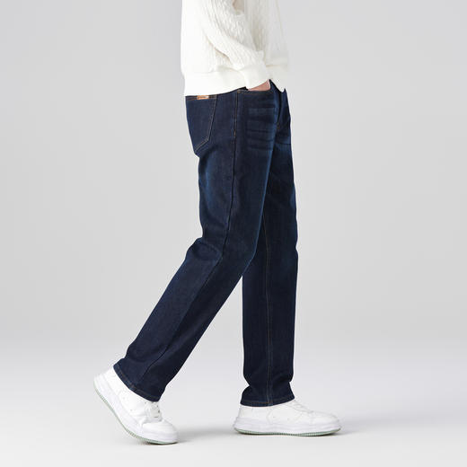 GXG男装秋冬季时尚简约后袋皮牌点缀男士牛仔直筒长裤K&C 商品图13