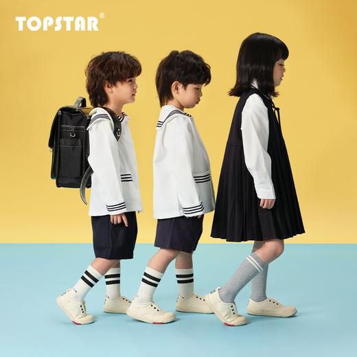TOPSTAR儿童帆布鞋赤足宽楦女童幼儿园室内鞋抗菌防水男童小白鞋聚 商品图7