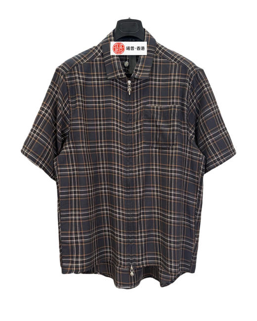 男款拉链格纹短袖衬衫hu009 商品图0