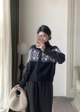 【门店同款】ENJOY冬季高领提花开衫毛衣 167546355