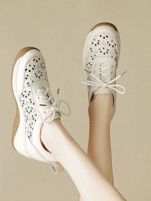 【预售5天】真皮镂空洞洞鞋女夏季新款轻盈防滑妈妈鞋耐磨旅游健步休闲鞋168XY&L027 商品图2