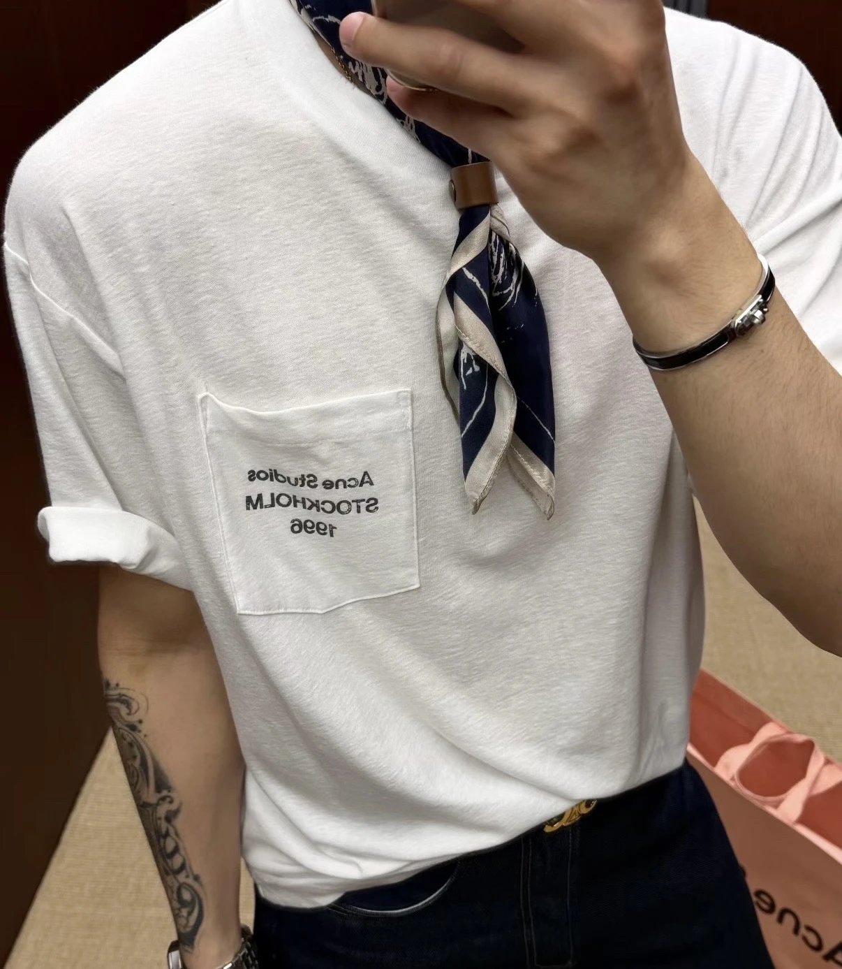 重磅渠道   ac短袖系列   宽松版型T恤 做旧炒色TEE 男女同款