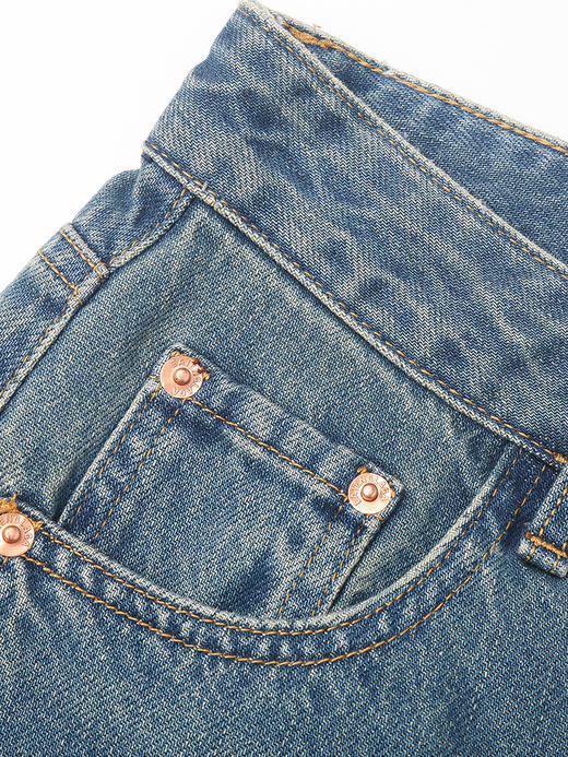 法式慵懒风复古做旧蓝高腰阔腿牛仔裤 垂感直筒 夏季宽松显瘦拖地长裤 商品图2