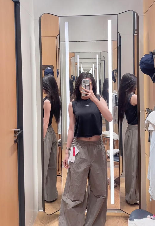 411-2 大爆款 lu褶皱宽松工装裤 显瘦藏肉阔腿裤 商品图3