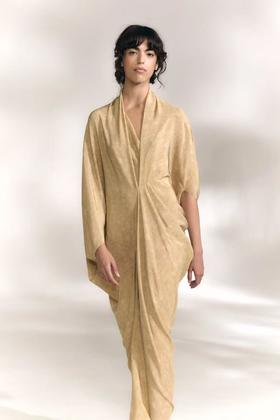 Cortana 26SS 薄杏晕染MAYU垂褶真丝连衣裙