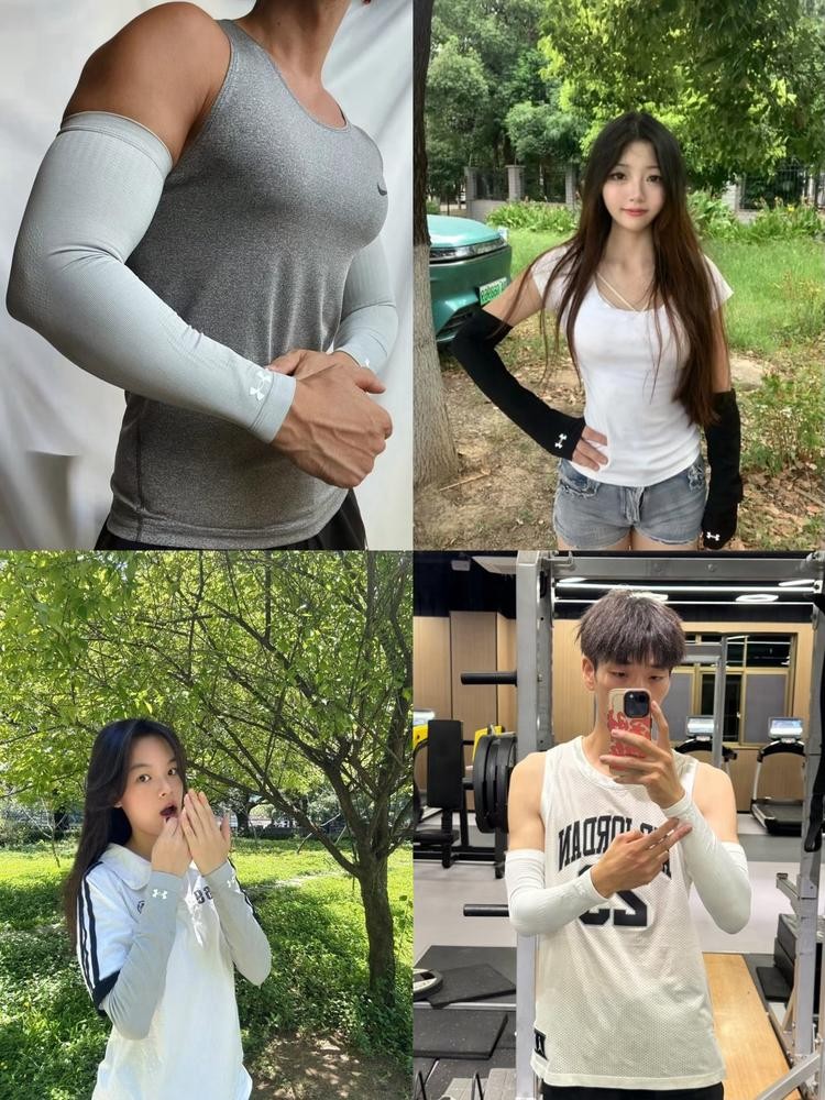 二店y 得物284+正品撤柜， 安德玛”情侣款夏季防晒护臂～冰袖