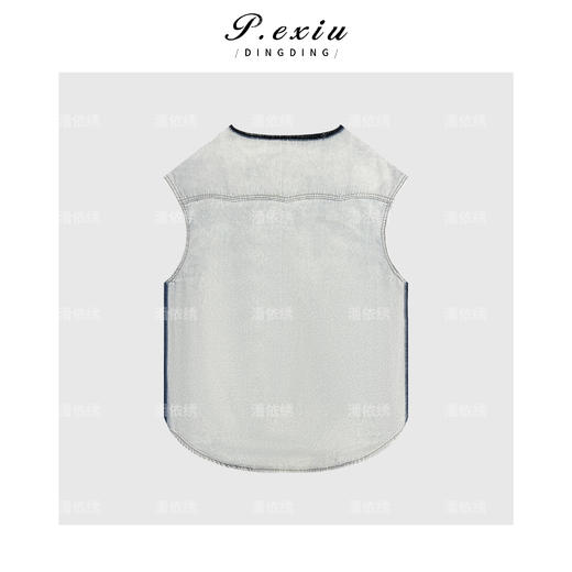 04-3潘依绣丁丁宠粉设计感韩系复古减龄撞色牛仔马甲  D6613 商品图2