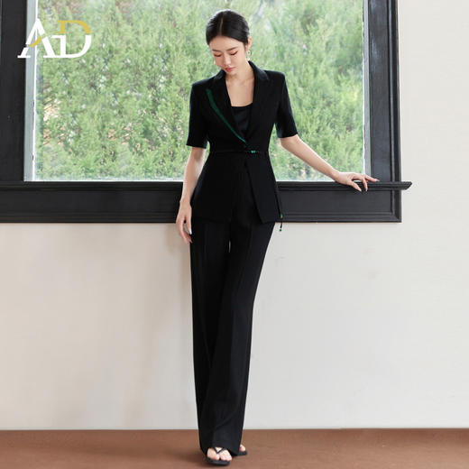 AD新中式短袖西装套装女夏季2026年新款高级感淡人高知穿搭一整套 商品图3