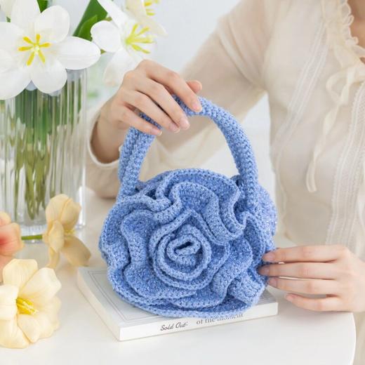 苏苏姐家玫瑰手拎包手工diy编织包包钩针烁光毛线团材料包打发时间 商品图2