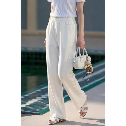 休闲遛弯裤 莫代尔+棉混纺 舒适无感 米思阳2026夏新款冰凉百搭显瘦黑色直筒裤休闲慵懒长裤1176 商品图3