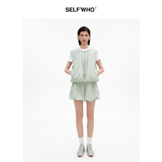 SELFWHO棉混纺无袖花苞马甲套装女2026夏季新款宽松叠穿背心上衣 商品图1