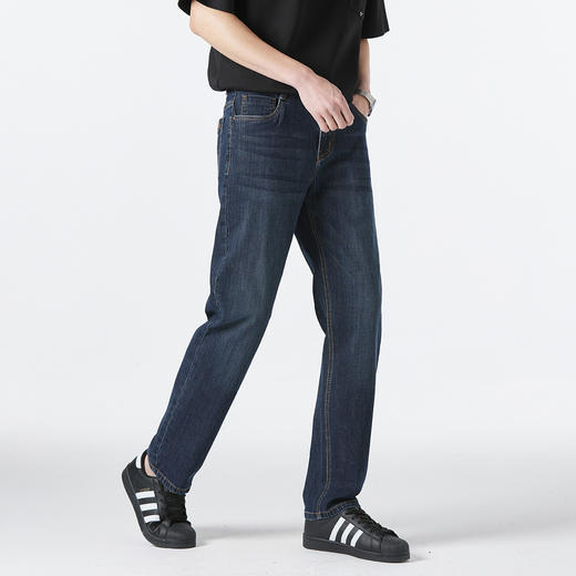 GXG男装秋冬季时尚简约后袋皮牌点缀男士牛仔直筒长裤K&C 商品图9