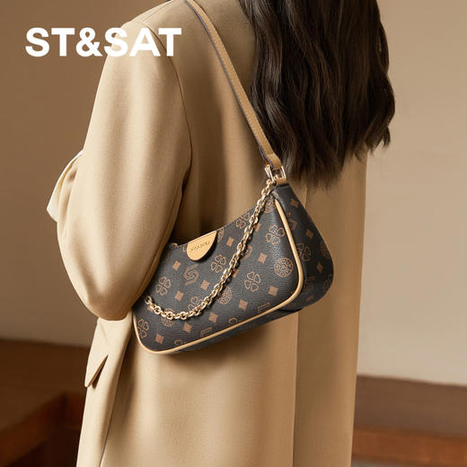 星期六老钱风链条印花腋下单肩包SSD521A03D 商品图2