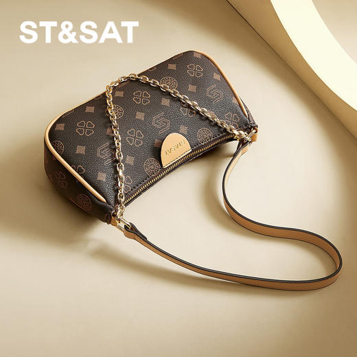 星期六老钱风链条印花腋下单肩包SSD521A03D 商品图1
