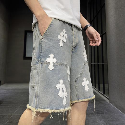 男款毛边十字架休闲短裤la009 商品图3