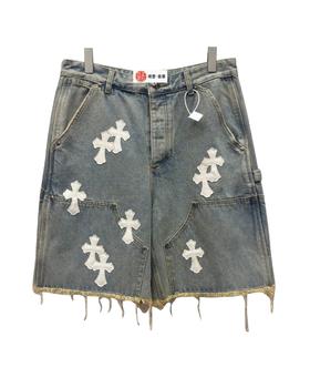 男款毛边十字架休闲短裤la009