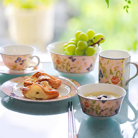 【AYNSLEY/安斯丽】温莎小屋花园系列一人食5件套 粉色