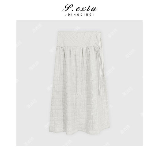 04-3潘依绣丁丁宠粉立体剪裁格纹肌理感显瘦A字松紧腰半身裙Q81954 商品图0