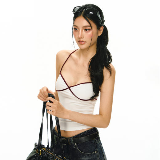 Ariseism 美式复古撞色露背吊带女夏季新款外穿上衣 商品图2