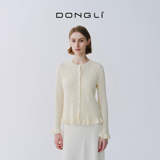 东黎 • 那个夏天 那片庄园 小山羊绒 女士春季挑孔开衫 6183 商品图1