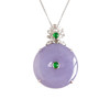【天然正品】A货翡翠AU750收藏级白金镶钻镶天然细腻糯种浓紫罗兰平安扣翡翠吊坠项链010426NJT02 商品缩略图0