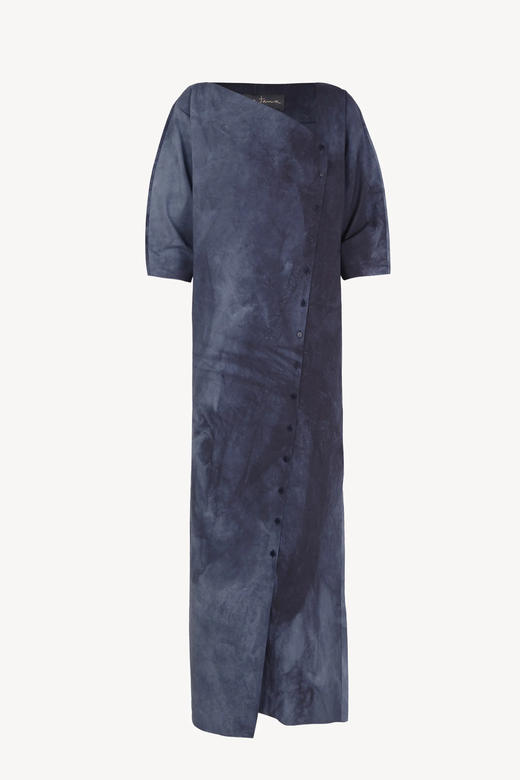 Cortana 26SS 深蓝冷染有机棉ISLA斜襟连衣裙 商品图1