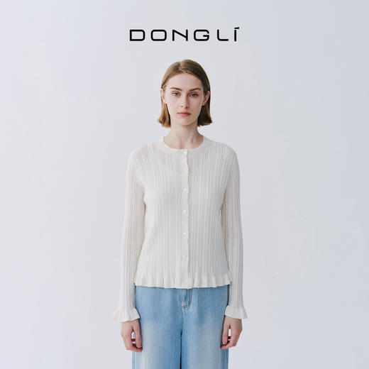 东黎 • 那个夏天 那片庄园 小山羊绒 女士春季挑孔开衫 6183 商品图2