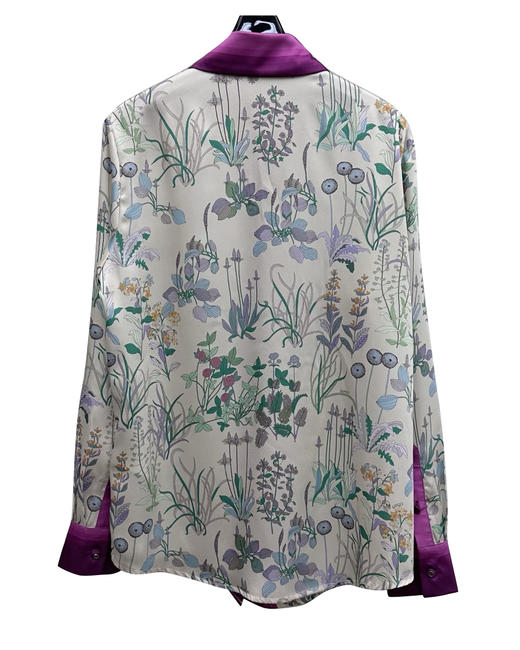 女款丝质印花长袖衬衫ba012 商品图1