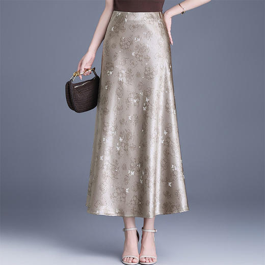 「自」全新升级【铂金会员146/天猫189/差价43】(11905)洛诗琳复古印花半身裙女2026夏季新款高腰垂感优雅中长A字裙 商品图0