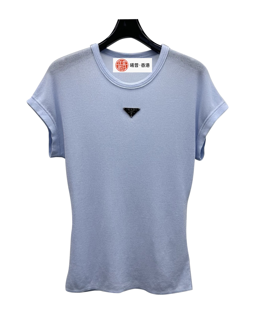 女款丝质三角标短袖T恤la020